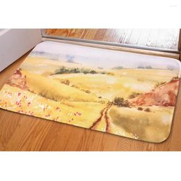 Carpets Flannel Bath Mats Art Oil Painting Style Field Butterfly Tree Doormat For Bedroom Non-slip Outdoor Entrance Door Custom