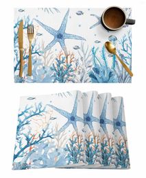 Table Mats Summer Ocean Coral Starfish Placemat Wedding Party Dining Decor Linen Mat Kitchen Accessories Napkin