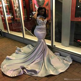 African Mermaid Lace Prom Gowns Sequins Formal Evening Dress Party Gowns Applique 8th grade graduation occasion Dresses 0406 2366