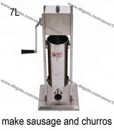 Commercial Use 7L Stainless Steel Hand Crank Vertiacal Sausage Stuffer and Churros Maker Machine1584282