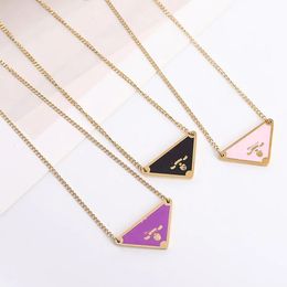 Designer necklace gold silver Triangle pendants necklace female stainless steel couple gold chain pendant chain Christmas birthday party luxury jewelry gifts