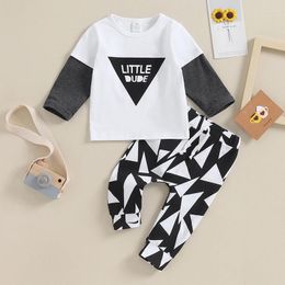 Clothing Sets 0-3Y Born Infant Baby Boys Contrast Colours Clothes Toddler Letter Long Sleeve Tops Pants Fall Spring Outfit