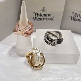 Brand Westwoods Saturn Emaille Ring mit drei Ringen mehrfarbiger Lack -Hoch Edition nicht verblassender Nagel