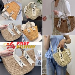 Cute Bags Designer Straw Tote Woody Basket Bag Luxury Handbag Crochet Weave Shopping Shoulder Bucket Clutch Crossbody Knit Bowknot Street Styles