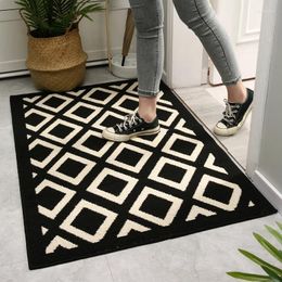 Carpets Nordic Black And White Entrance Door Mat Rubber Anti-slip Balcony Outdoor Carpet Bedroom Living Room Absorbent Kitchen Floor Rug