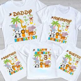 Family Matching Outfits Zoo Animal Birthday Tshirt Family Matching Clothes Kids Boy Shirt 3 year Party Girls TShirt Clothing Children Outfit Custom name T240513