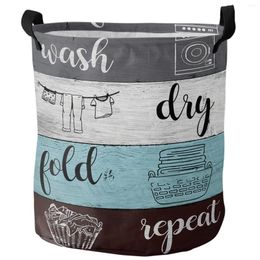 Laundry Bags Colored Wood Grain Foldable Basket Large Capacity Hamper Clothes Storage Organizer Kid Toy Bag