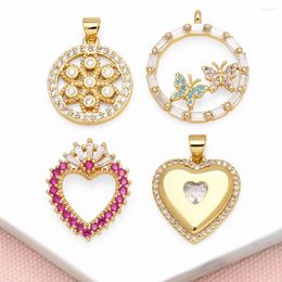 Pendant Necklaces OCESRIO Fuchsia Crystal Heart For Copper Gold Plated Butterfly CZ Ring Jewellery Making Supplies Pdtb554