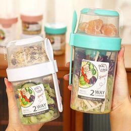 Storage Bottles Portable Salad Cup With Fork For Breakfast Nut Yoghourt Container Sealed Box Set Fresh-keeping Bento Food Fruit Bowl Lunch