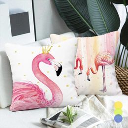 Pillow Nordic Fresh Cover Pink Flamingo Watercolour Case For Sofa Bed Living Room Decorative Home Decor Soft Covers 45x45