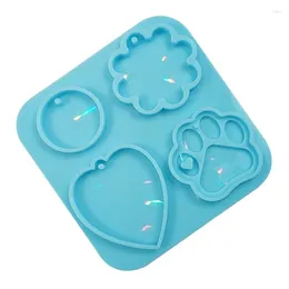 Storage Boxes 1Piece Blue DIY Craft Casting Tool Holographic Light And Shadow Keychain Crystal Epoxy Resin Mould Placemat Tray Moulds