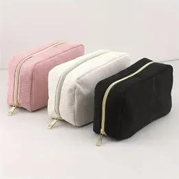 Cosmetic Bags Simple Corduroy Make Up Storage Large Capacity Women Toiletries Organiser Zipper Makeup Bag Purse Travel Cosmetics