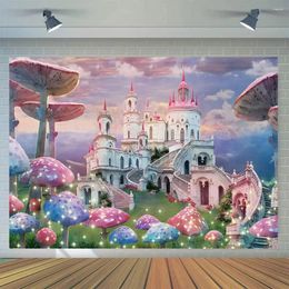 Party Decoration Happy Birthday Pography Backdrop Fairy Castle Mushrooms Po Banner Cake Table Supplies Studio Props