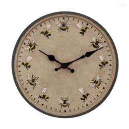 Wall Clocks KX4B 12inches Round Decorative Bees Outdoor Clock For Garden Bedroom Kitchen Decors