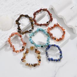 evil eye baed Natural Gem Stone Bracelet Irregular Crystal Stretch Chip Beads Nuggets Bracelets Bangles Quartz Wristband for Women