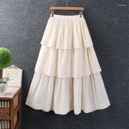 Skirts 2024 Spring Summer Japan Style Mori Girl Cotton And Linen Solid Colour Skirt Women