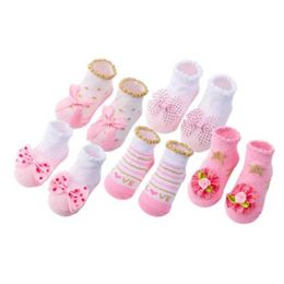 Barnstrumpor 1 par/nyfödda babystrumpor Baby Cotton Socks Söta korta strumpor för babyflickor Klädtillbehör 0-6.6-12.12-24 månader Oldl2405