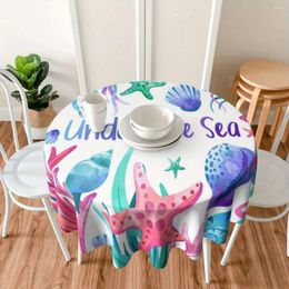 Table Cloth Summer Cartoon Sea World Home Living Room Kitchen Dustproof Round Tablecloth Holiday Party Dining Decoration