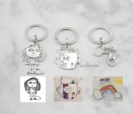 Customized Children039s Drawing Keychain Kid039s Art Child Artwork Personalized Keychain Custom Name Jewelry Christmas GIFT 4147221