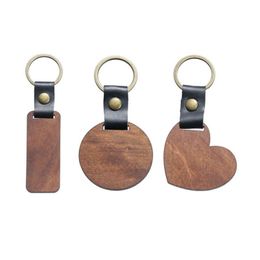 Party Favor Personalized Wooden Keychains Diy Leather Keychain Pendant Vintage Bronze Keyring Key Chain Drop Delivery Home Garden Fe Dh2Km