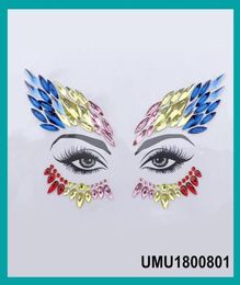 Tattoo Face Jewels Women Sexy Crystal Eyes Gems Sticker Music Day Party Makeup Body Art Flash Glitter Sticker 4 pieceslot5973021