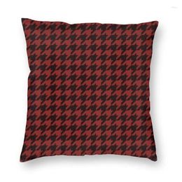 Pillow Red Black Houndstooth Plaid Cover Geometric Dogstooth Floor Case For Living Room Custom Pillowcase Decoration