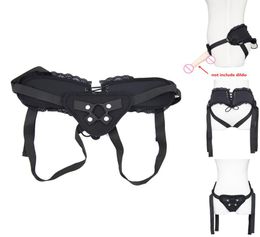 New BDSM Black Lace Strap On Dildo HarnessAdjustable Corset Style Penis Strapon HarnessLesbian Sex Toys Sex Product For Women Y2504464