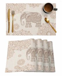 Table Mats Boho Animal Elephant Pattern Placemat Wedding Party Dining Decor Linen Mat Kitchen Accessories Napkin