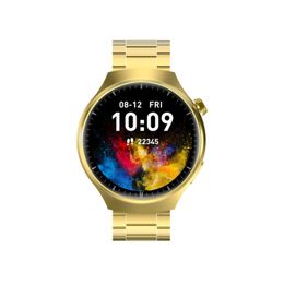 New round smartwatch with large screen, wireless charging, dual watch and steel skin for calling music