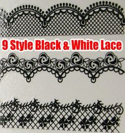18pcs Black White Lace Nail Art Water Decals Transfer Transfers DECAL Nail Art Wrap Wraps Sexy Strip Tattoo FOR NATURAL FALSE 7046098