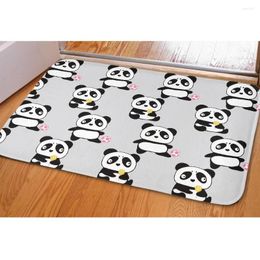Carpets Doormat Entrance Door Cute Panda And Bamboo Cartoon Bath Mat Absorbent Non-slip Flannel Kitchen Carpet Custom