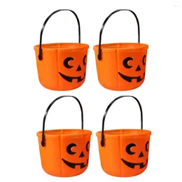 Plates 4 Pcs Candy Pumpkin Bucket Child Mini Containers Halloween Buckets Plastic Holder