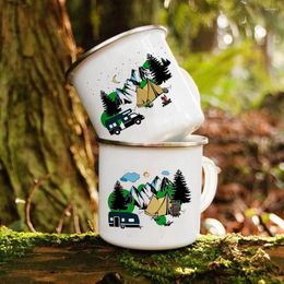 Mugs Moon And Sun Forest Print Mug Mountain Enamel Camping Travel For Him Or Her Campfire Party Beer Juice Cup Unique Gifts