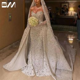 Squisite sirenetta sposa (senza velo) cristalli perle da abito da sposa vestidos de nolia abiti da sposa per donne