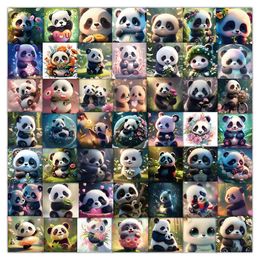 63pcs ins Cute Panda waterproof PVC sticker pack for luggage case refrigerator mobile phone desk bicycle car cup skateboard case.