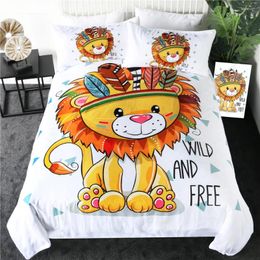 Bedding Sets 3d Lovely Lion Set Bed Cover Cartoon Duvet With Pillowcases Adult Kids Home Bedroom Decoration