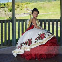 Ball Gown embroidery flower Children Princess Dress Beauty Pageant Dress Puffy Flower Girl Birthday Dress Photography Dresses 217p