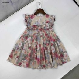 Top baby skirt summer Princess dress Size 90-140 CM kids designer clothes Flower pattern printing girls partydress 24April