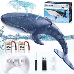 Electric/RC Animals Remote Shark Toys Remote Control Whale Shark Toys RC Boat Water Toys for Kids Age 8-12 Remote Control Boat Outdoor Toys for Kid T240513