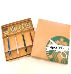 4pcs Set Gift Box Package s Spoon Stainless Steel Coffee Milk Small Round Dessert Mixing Fruit Spoons Factory Supply5619086