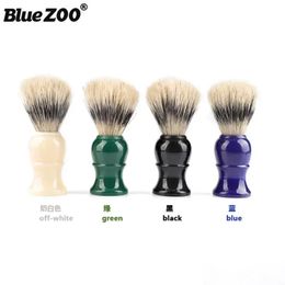 4-color Blue-green Black Milk White Cross-border Men's Care Tool Plastic Handle Pig Bristle Foam Shaving Brush