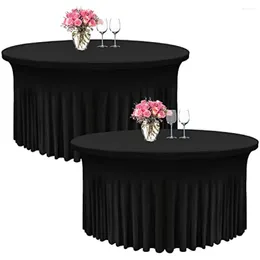 Table Cloth 1PC Stretch Skirt Wedding Party Banquet Event Decoration Ruffled Round Tablecloth Spandex Covers