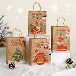 Gift Wrap Christmas Kraft Paper Bags Candy Cookie Packaging Bag Gifts Year Party Snack Present Packing Decor