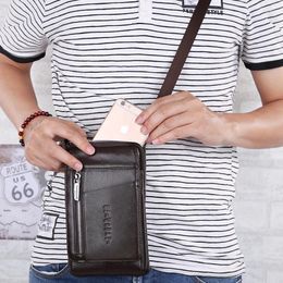 Waist Bags Genuine Leather Belt Men Small Fanny Pack Phone Pouch Coin Purse Wallet Bag Travel Shoulder Crossbody For Male