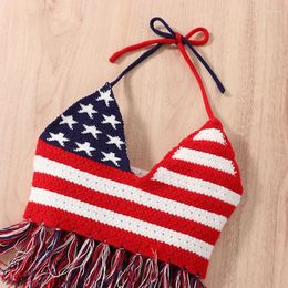 Clothing Sets Toddler Girls Fourth Of July Outfit Kids American Flag Halter Vest Top Ruffle Jeans Denim Shorts Set
