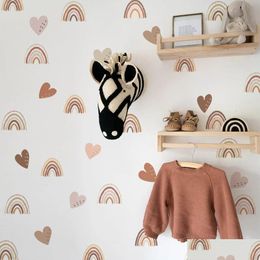 Wall Decor Funlife Boho Hearts Decals Rainbow Waterproof Stickers Nursery Children Kids Babys Room Boy Girls Bedroom Home 240105 Drop Otcmb