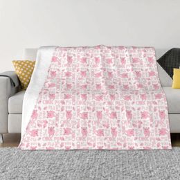 Blankets Cute Pig Pink Plaid Blanket Sofa Cover Flannel Decoration Animal Collage Cartoon Warm Throw For Car Rug Piece