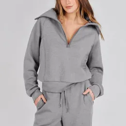 Women's Two Piece Pants Oversized Sweatshirt Set Solid Thick Wide Leg Drawstring Sweatpants Women Tracksuit Casual And