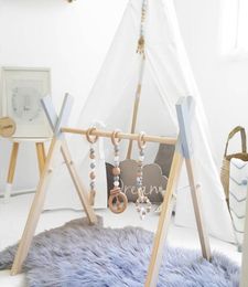 Nordic Style Baby Gym Play Nursery Sensory Ringpull Toy Wooden Frame Infant Room Toddler Clothes Rack Gift Kids Room Decor C10031642258