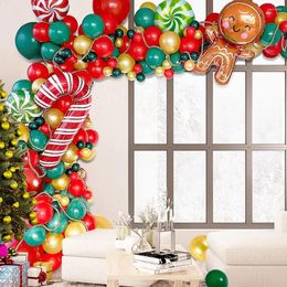 Party Decoration 128pcs Christmas Balloon Garland Red Green Candy Stick Latex Balloons Arch For Decor Year Theme Supplies